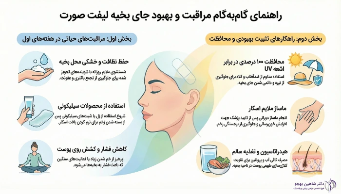 روشهای مراقبتی برای درمان جای بخیه لیفت صورت